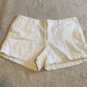 White Eyelet Shorts with pockets
